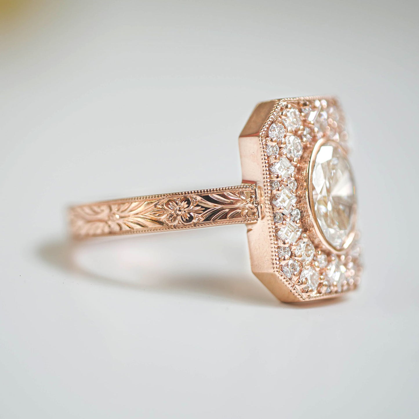 Custom Emerald Shape Carré & Mosaic Ring