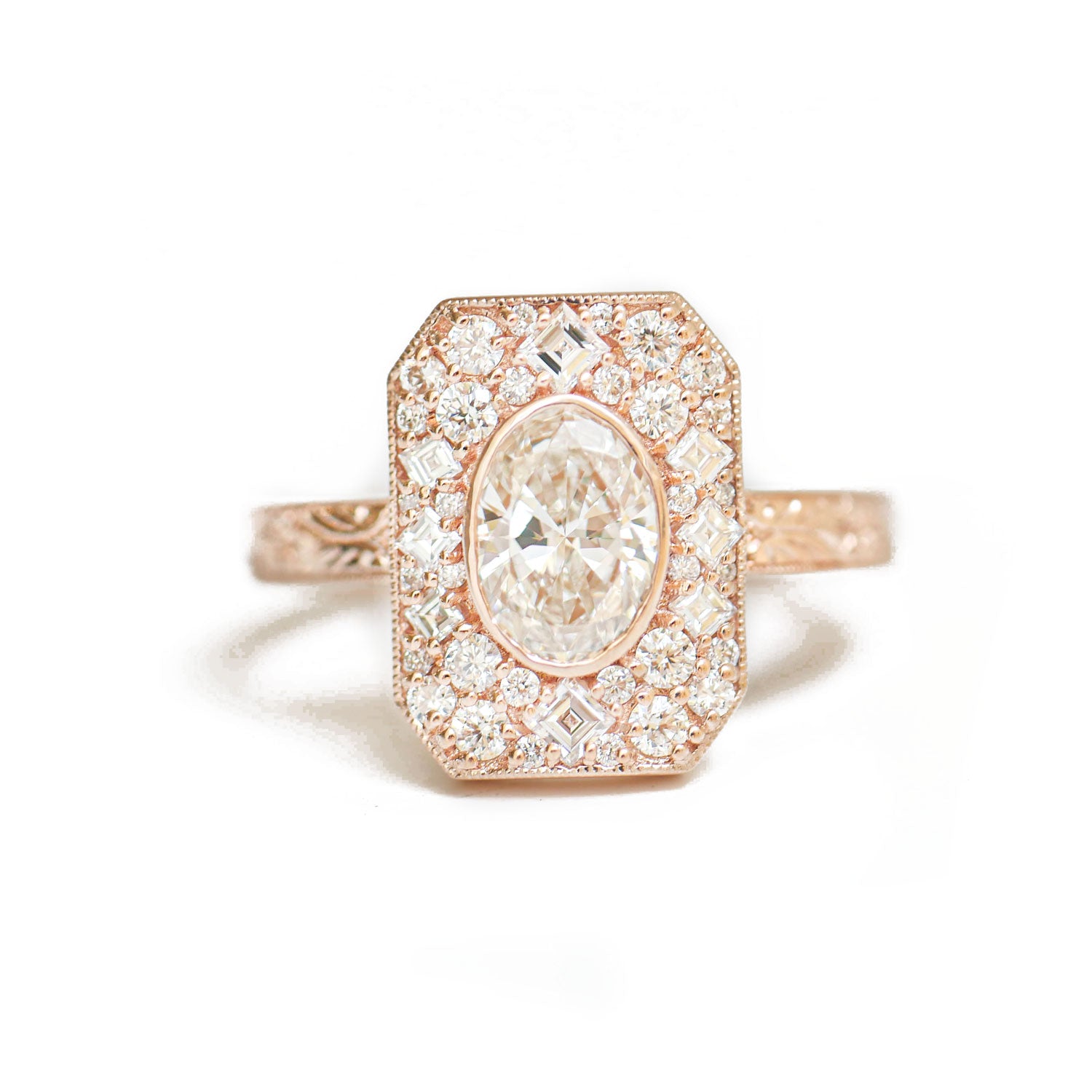 Custom Emerald Shape Carré & Mosaic Ring