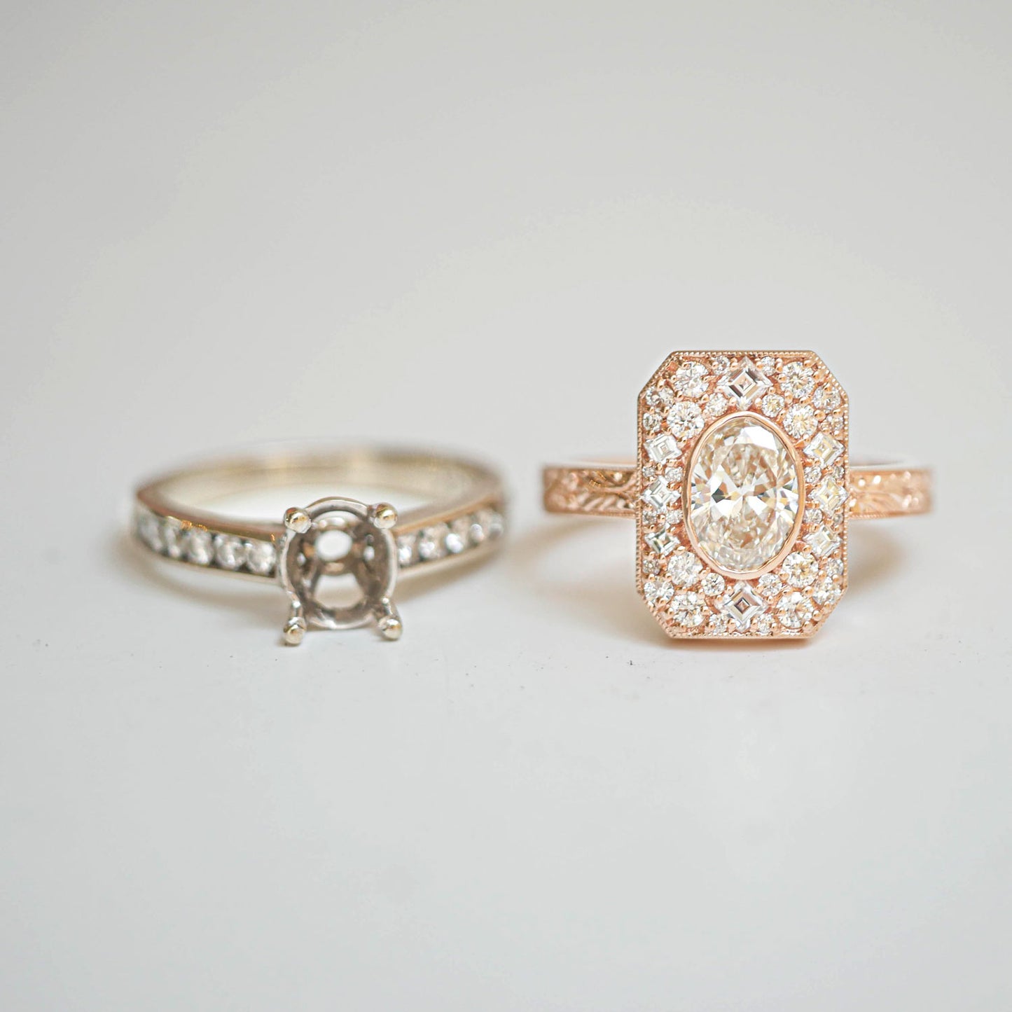 Custom Emerald Shape Carré & Mosaic Ring