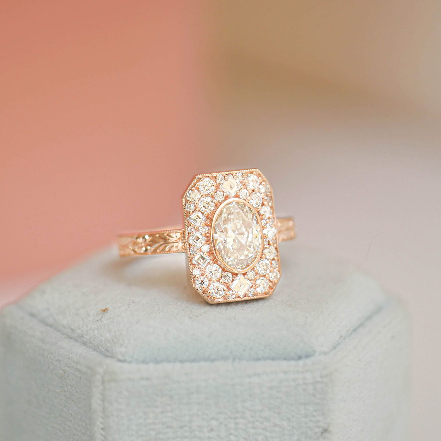 Custom Emerald Shape Carré & Mosaic Ring