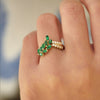 Custom Emerald & Diamond Leaf Ring