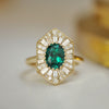 Custom Elongated Hexagon Oval Emerald Ballerina Diamond Mosaic Ring