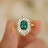 Custom Elongated Hexagon Oval Emerald Ballerina Diamond Mosaic Ring