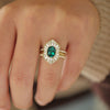 Custom Elongated Hexagon Oval Emerald Ballerina Diamond Mosaic Ring