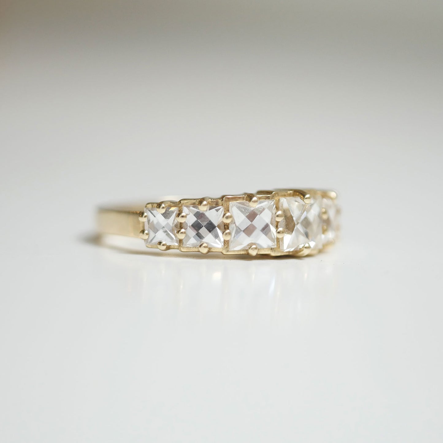 French Cut Diamond Line Ring