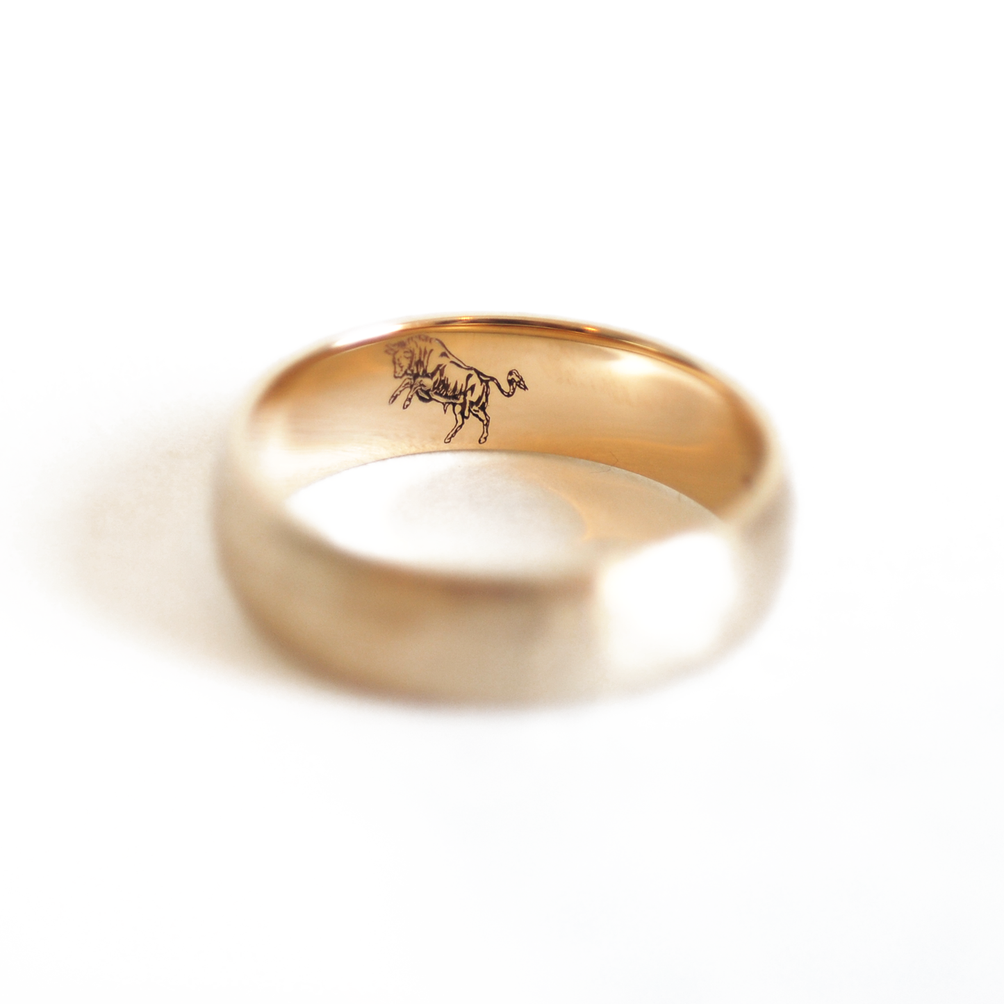 Custom Family Seal Satin Hammered Mens Wedding Ring