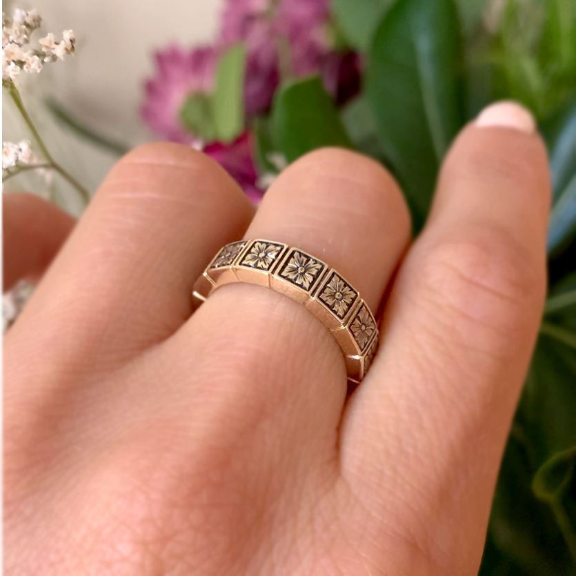 5mm Art Deco Engraved Notched Band Ring