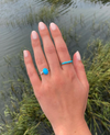 Custom Oval Turquoise & Rose Cut Diamond Engagement Ring