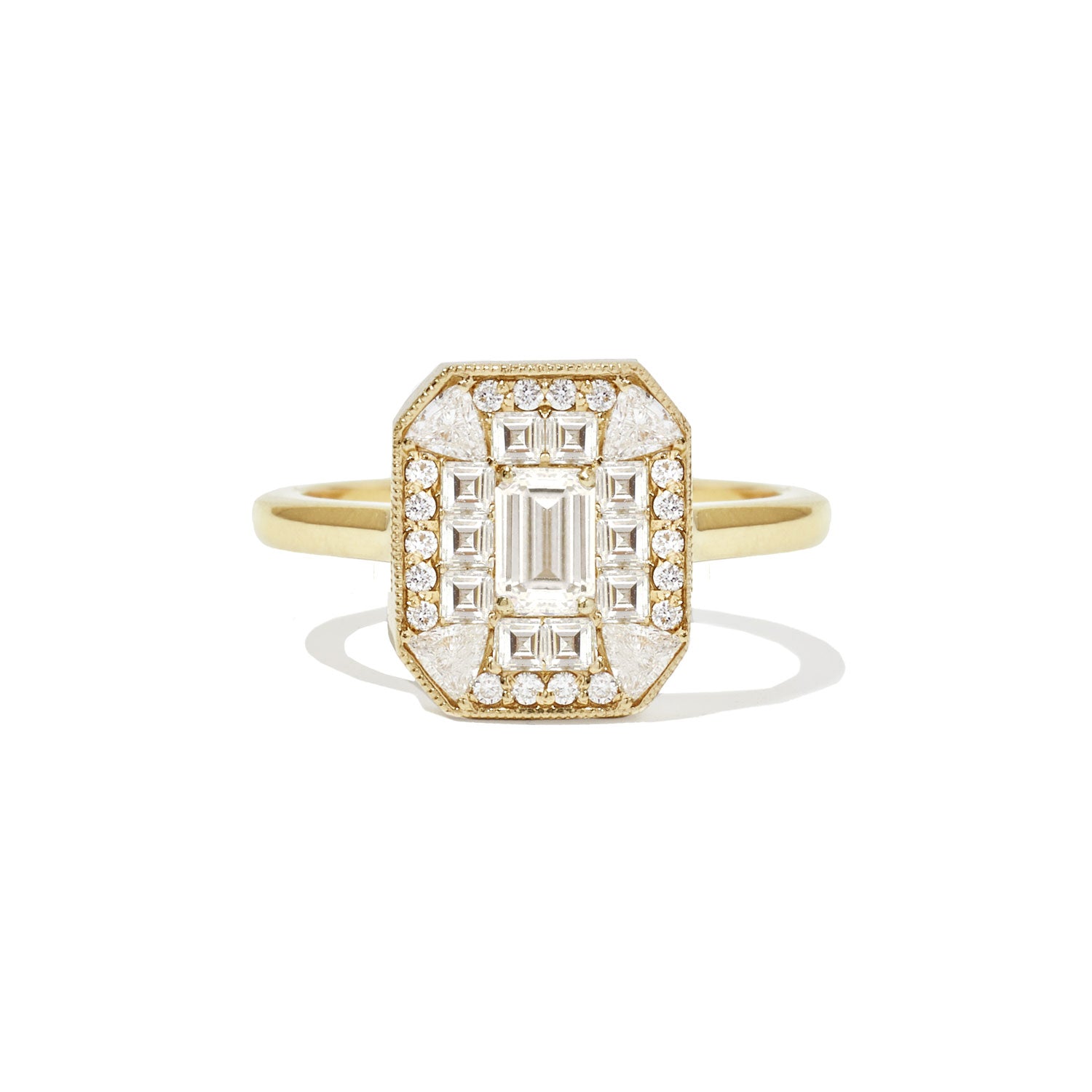 Emerald Cut Diamond Mosaic Ring