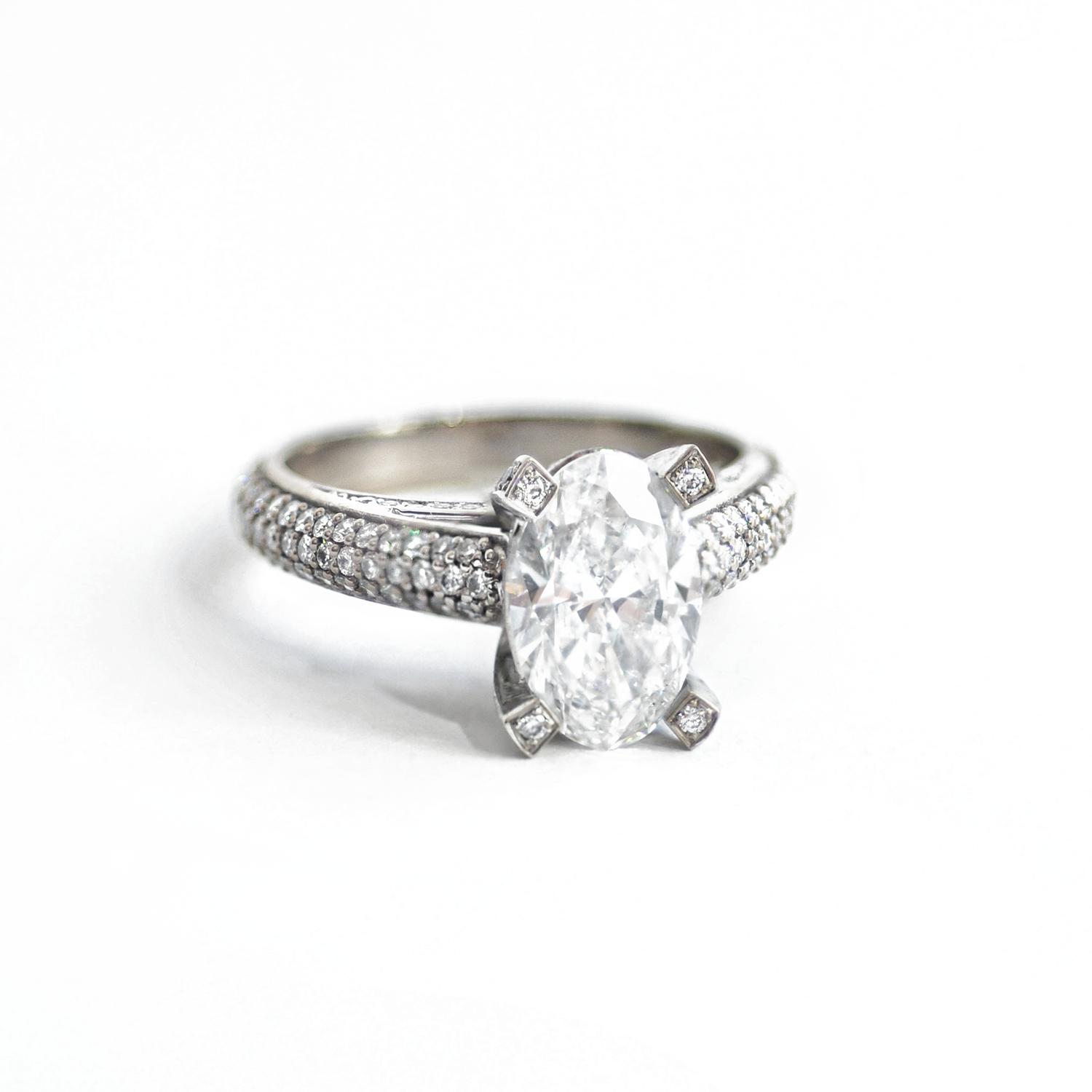 Custom Oval Diamond Micro Pavé Ring