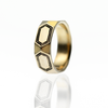 Custom Engraved Hexagon Gold Men's Wedding Ring