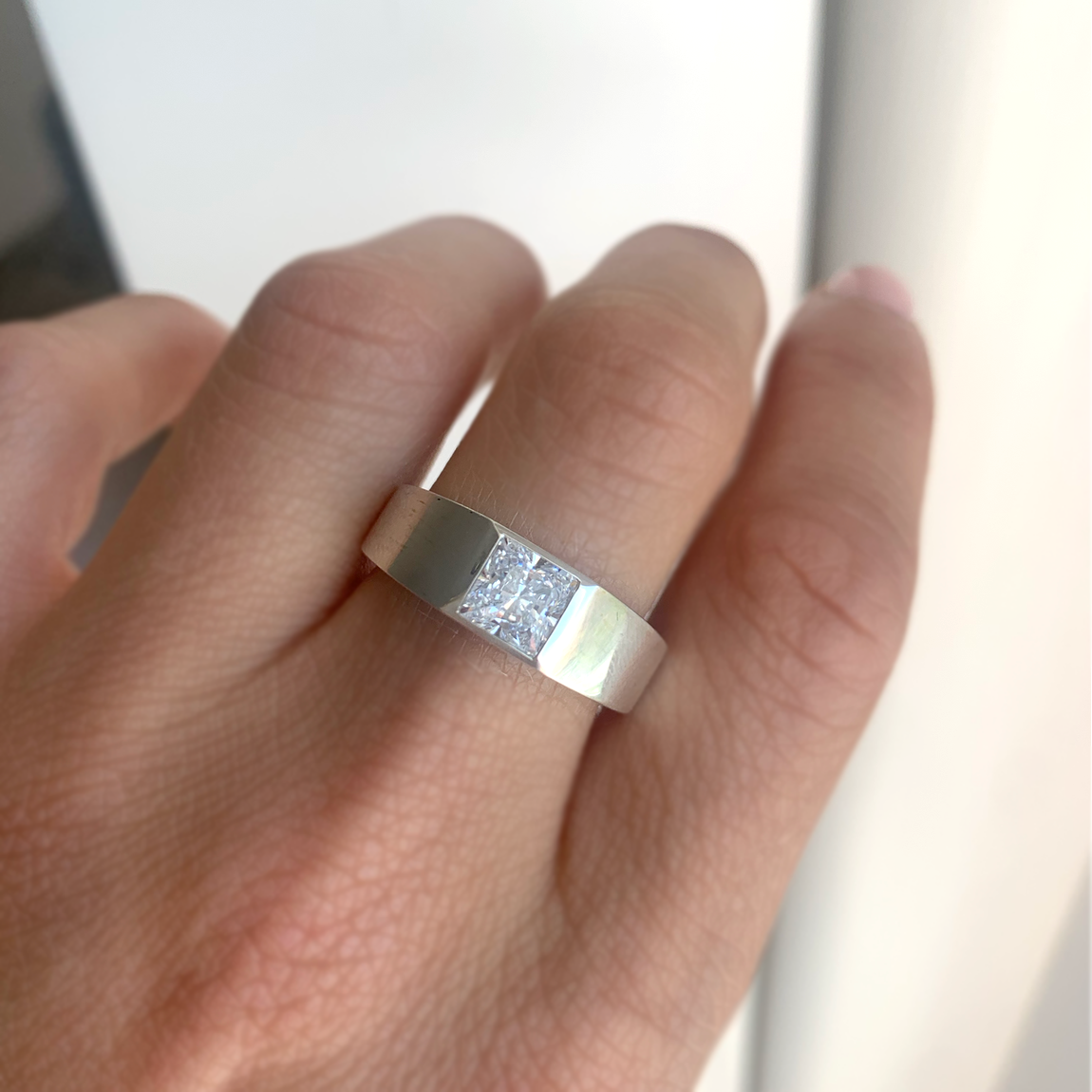 Princess Cut Moissanite Signet Ring