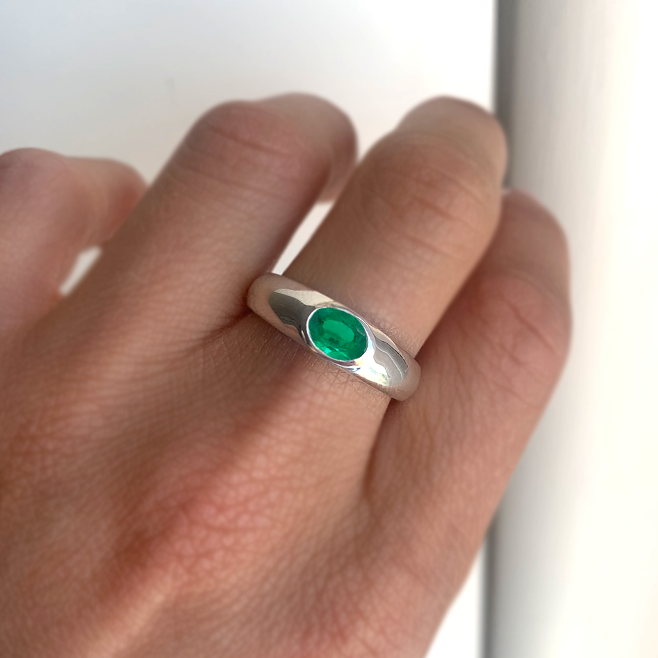 Oval Emerald Signet Ring