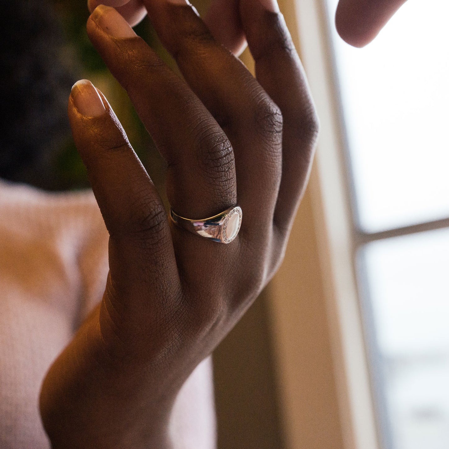 Gold Pavé Diamond Signet Ring