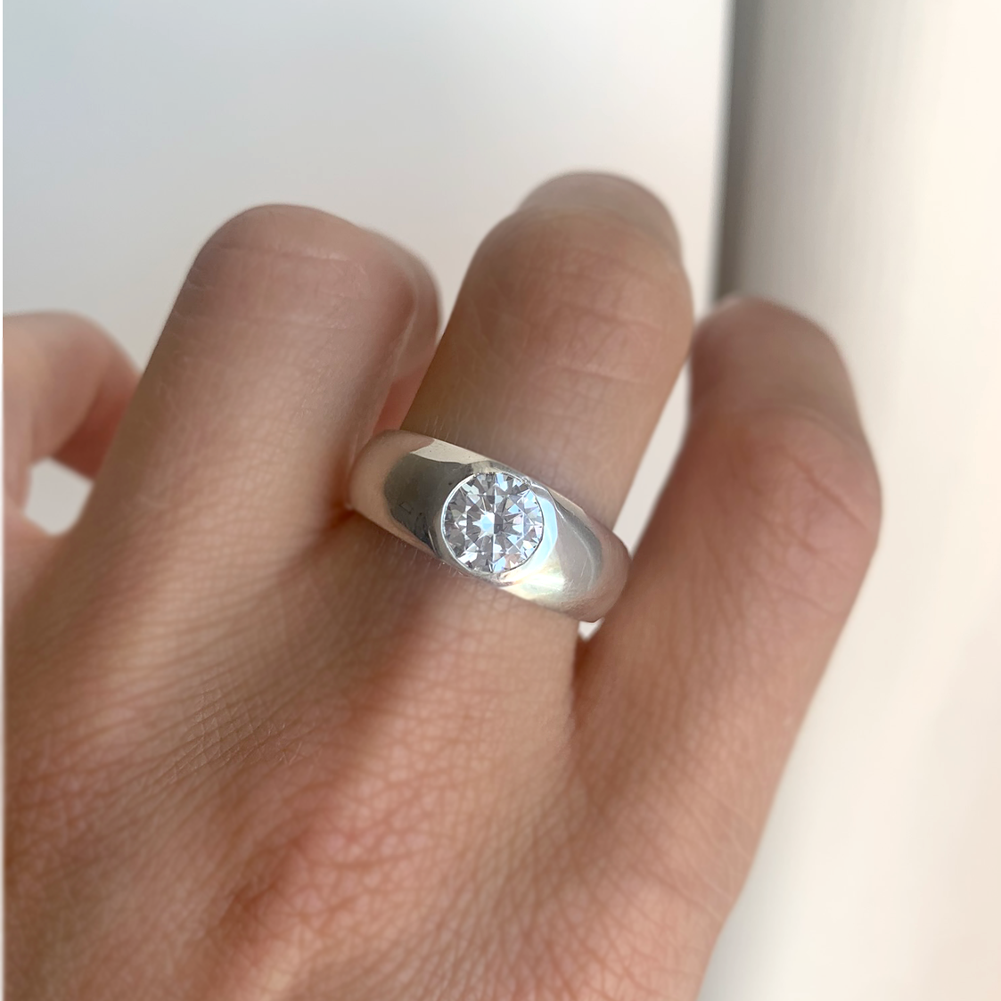 Round Moissanite Signet Ring