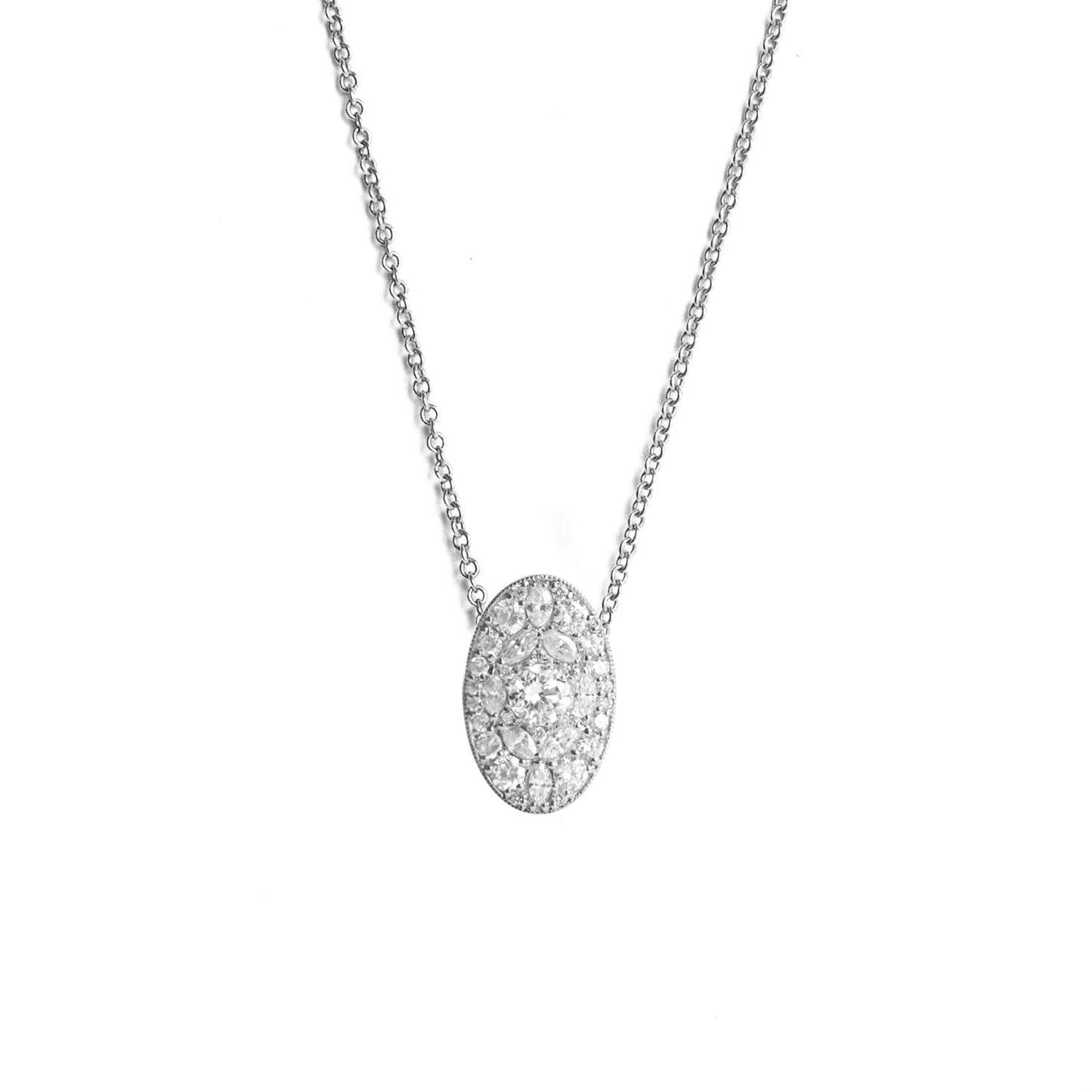 Oval Shape Marquise & Round Brilliant Cut Diamond Mosaic Pendant