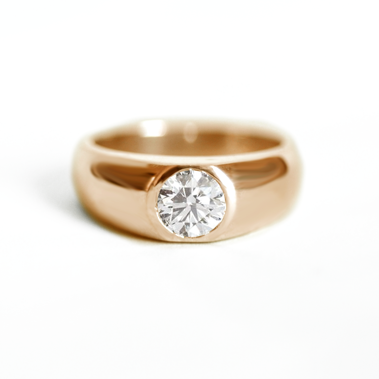 Round Brilliant Diamond Signet Ring