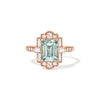 Deco Emerald Cut Aquamarine Diamond Mosaic Ring