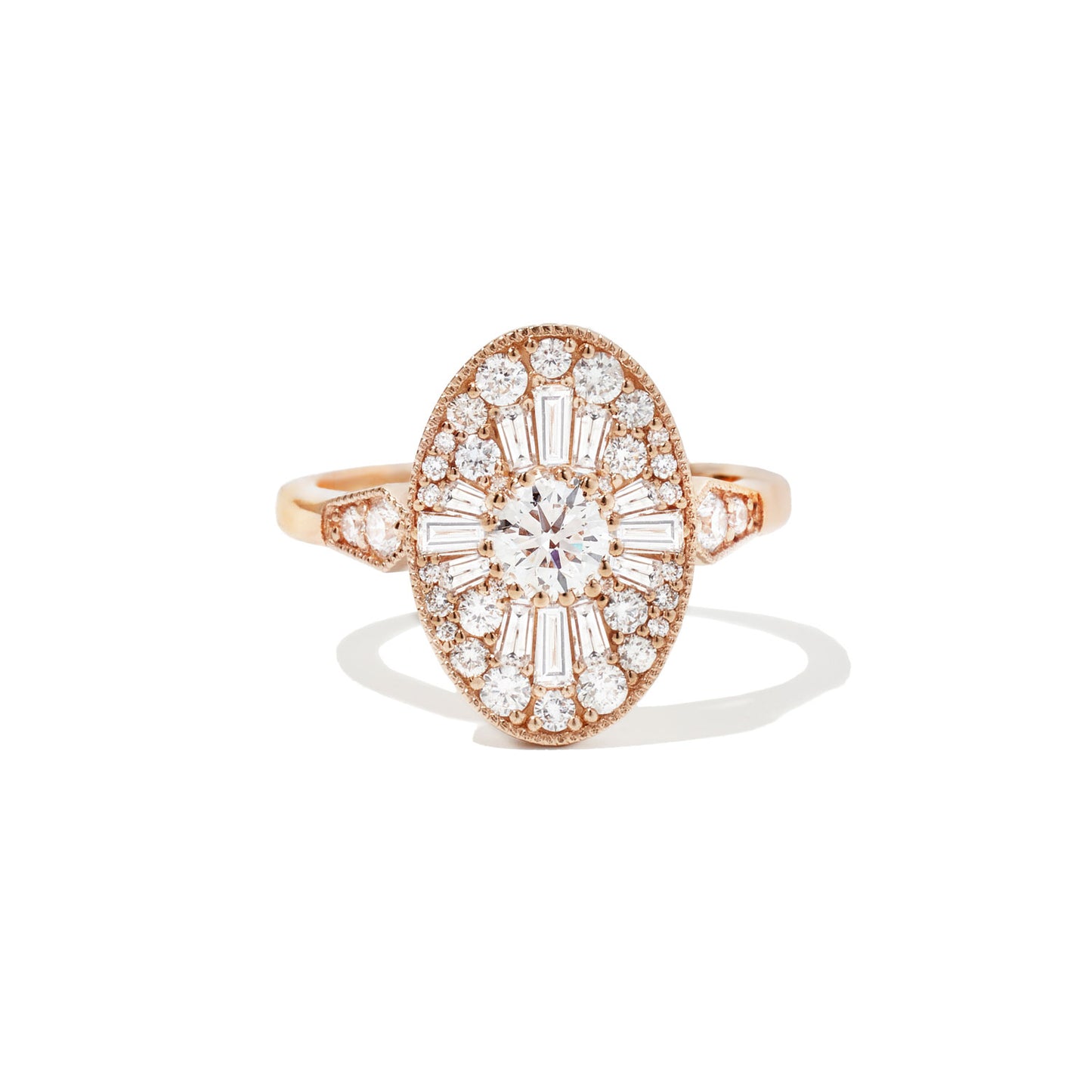 Oval Shape Ballerina Round Diamond Mosaic Ring