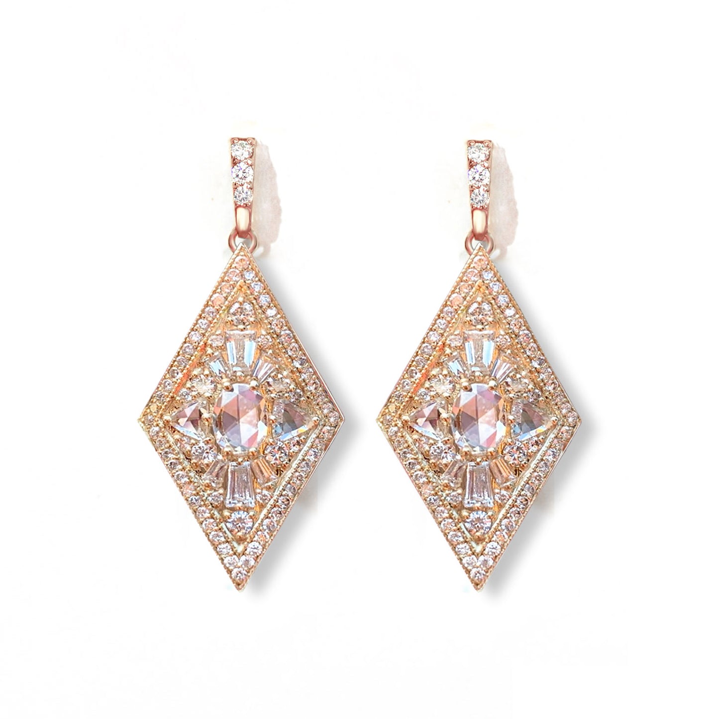 Kite Shape Diamond Mosaic Earrings