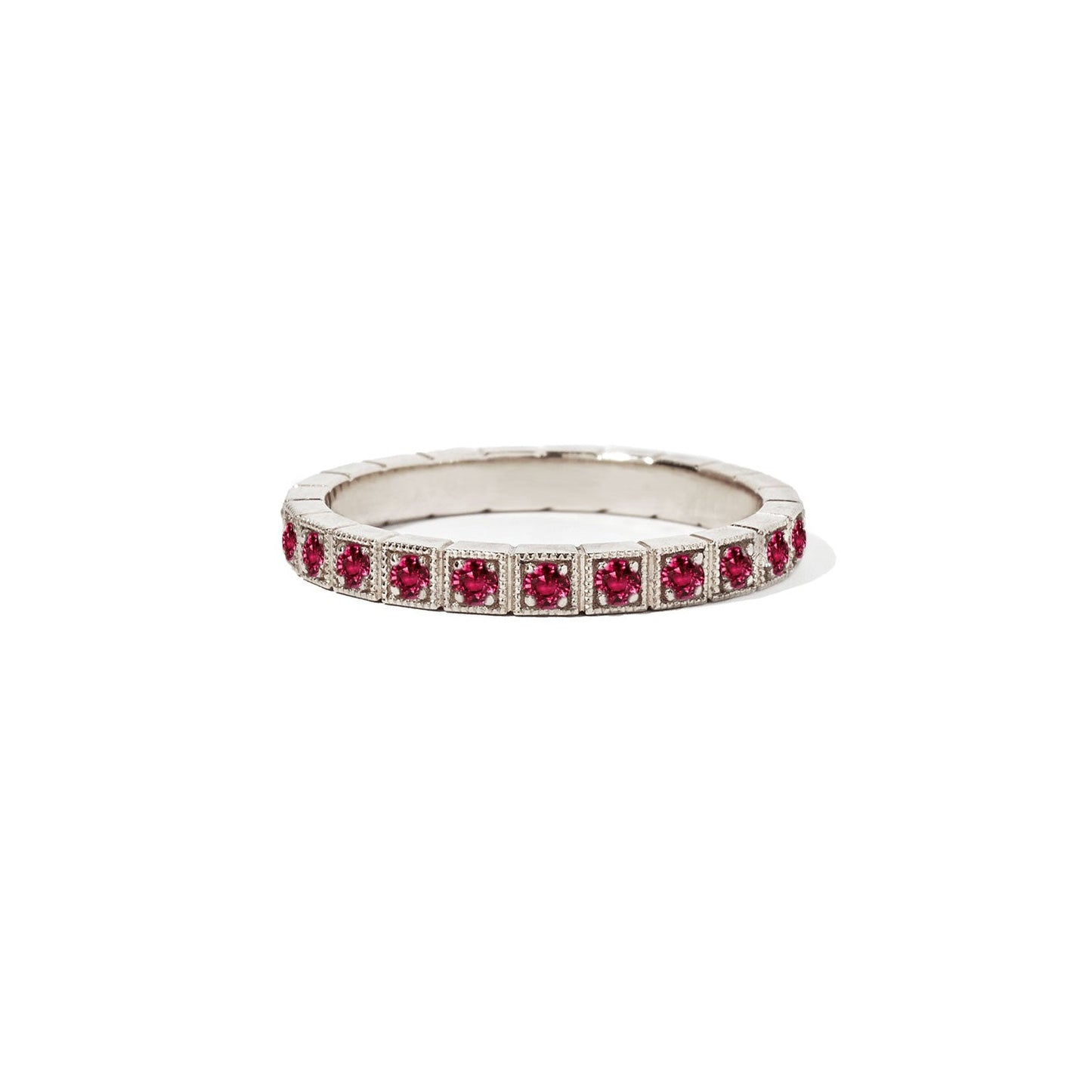 2mm Notched Deco Ruby Eternity Ring