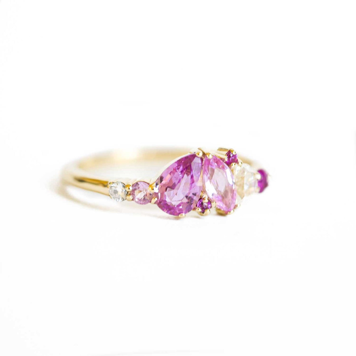 Custom Pink Sapphire & Diamond Mosaic Ring