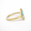Custom Rose Cut Kite Shaped Diamond Ring with Turquoise Halo