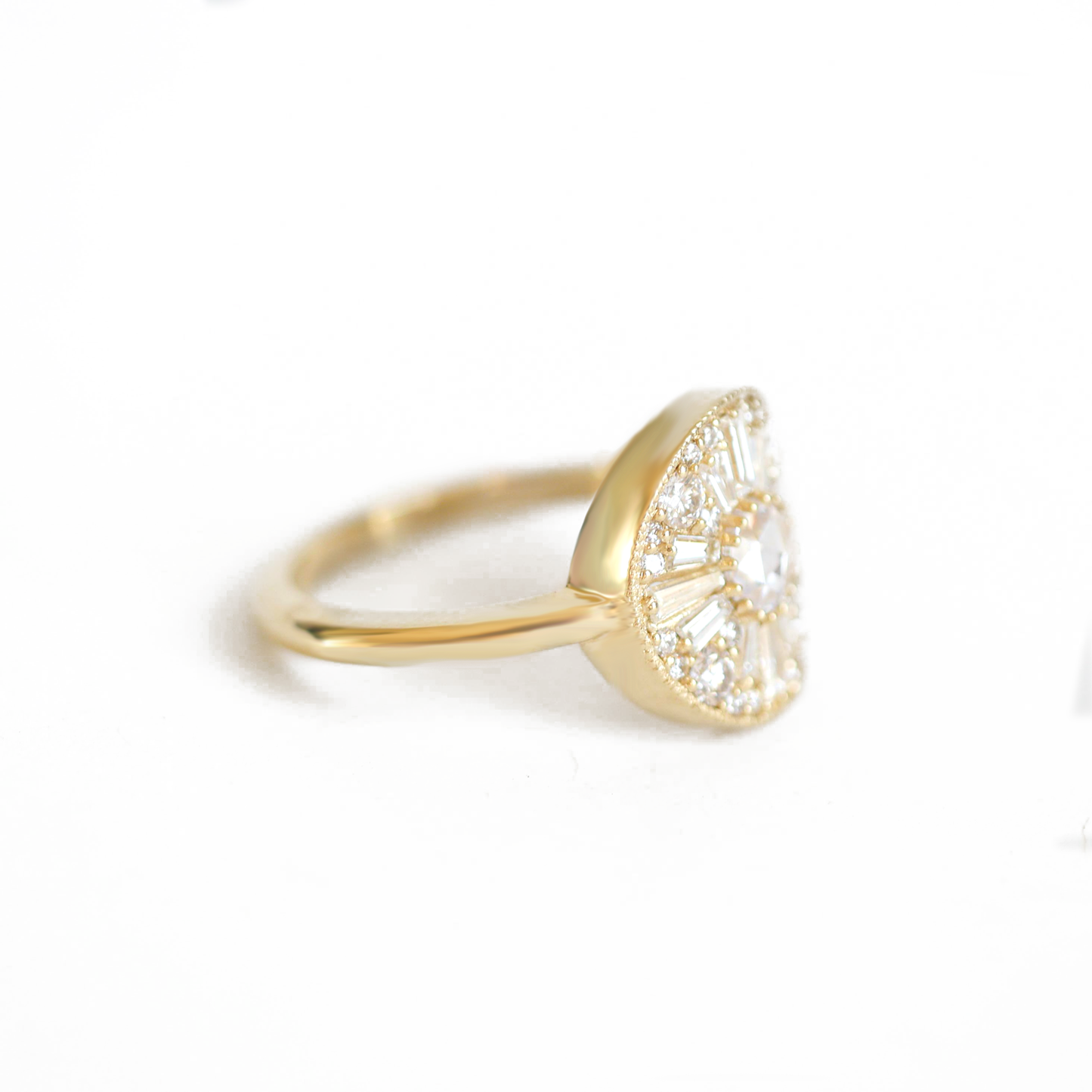 Round Shape Rose Cut Diamond Mosaic Ring