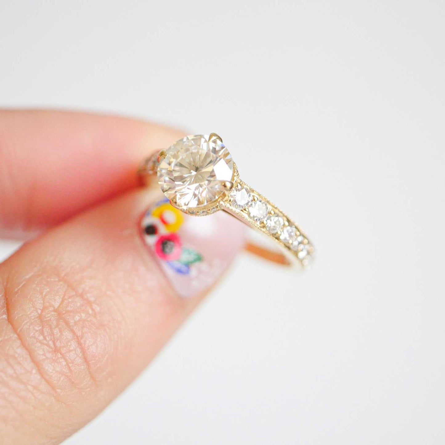 Custom Round Brilliant Pavé Surprise Diamond Engagement Ring