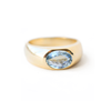 Custom Oval Aquamarine Gold Signet Ring