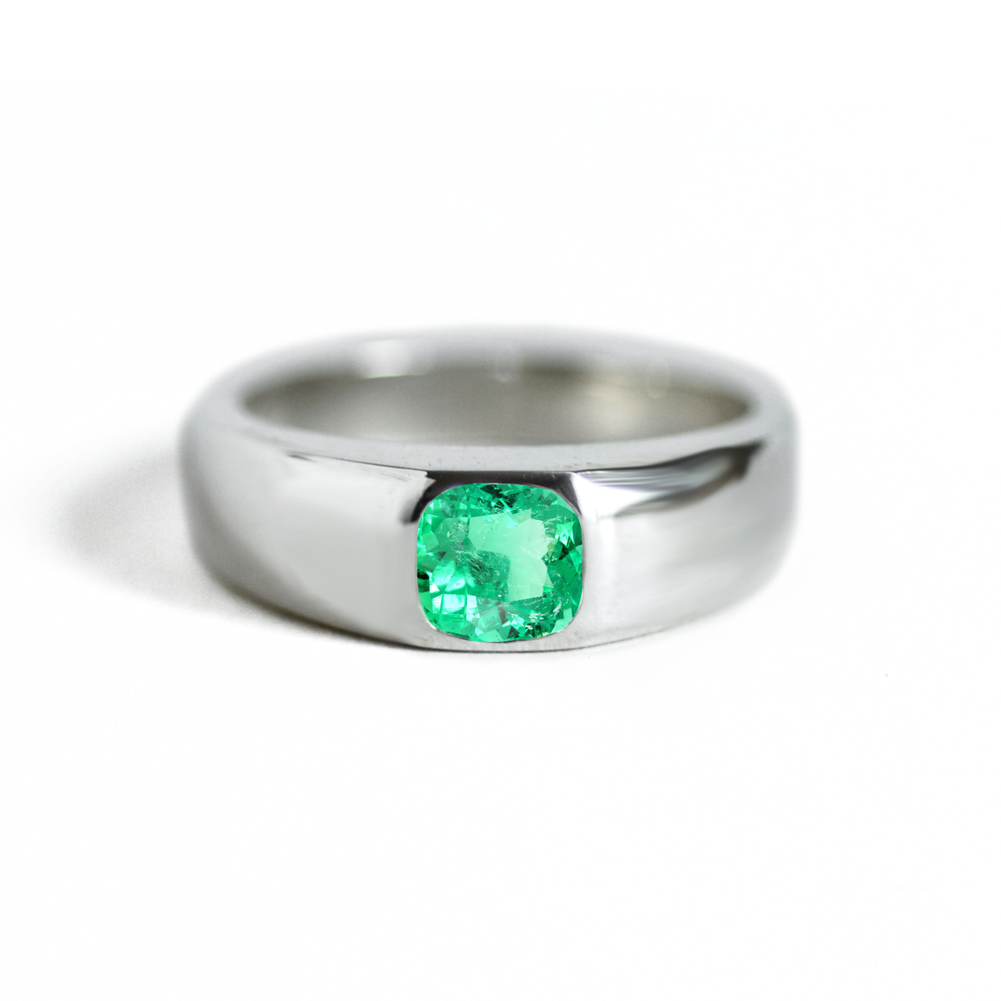 Cushion Emerald Signet Ring