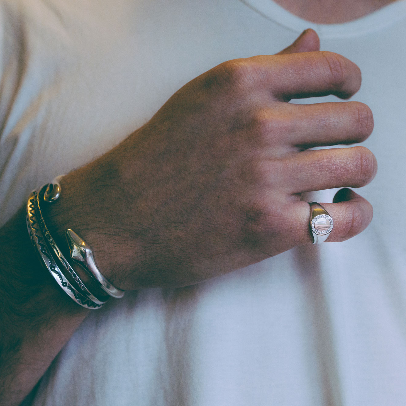 Gold Pavé Diamond Signet Ring