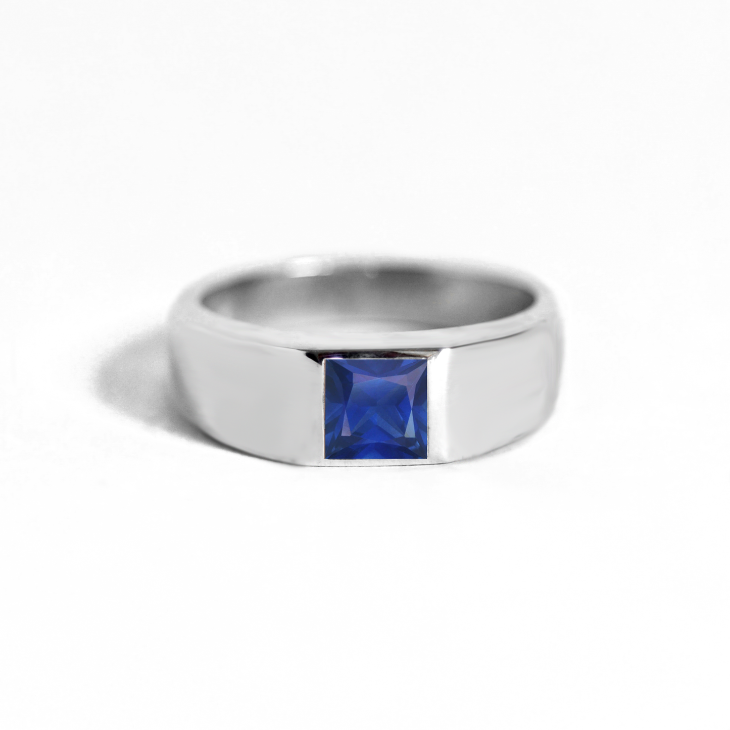 Princess Cut Sapphire Signet Ring