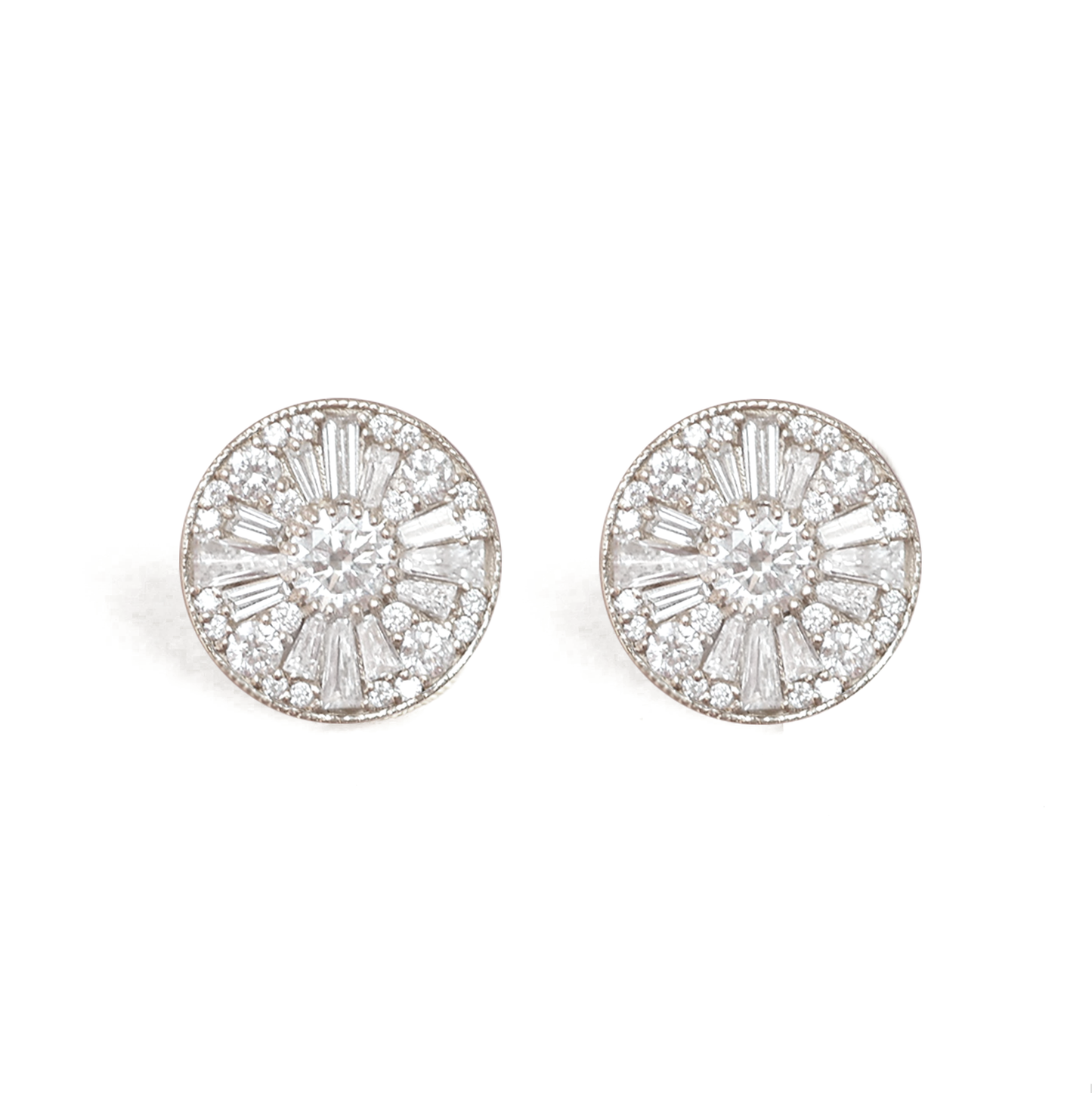 Round Shape Brilliant Cut Diamond Mosaic Stud Earrings