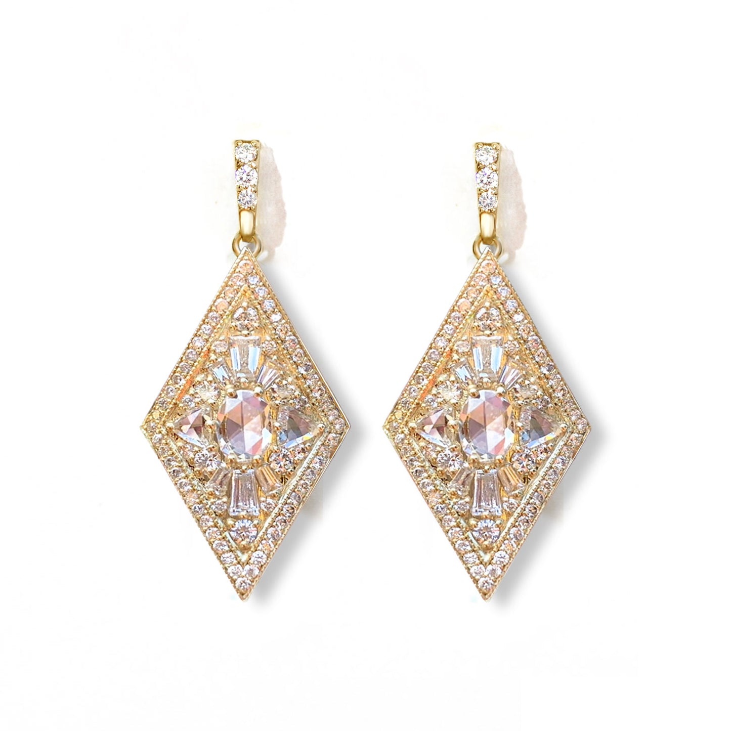 Kite Shape Diamond Mosaic Earrings