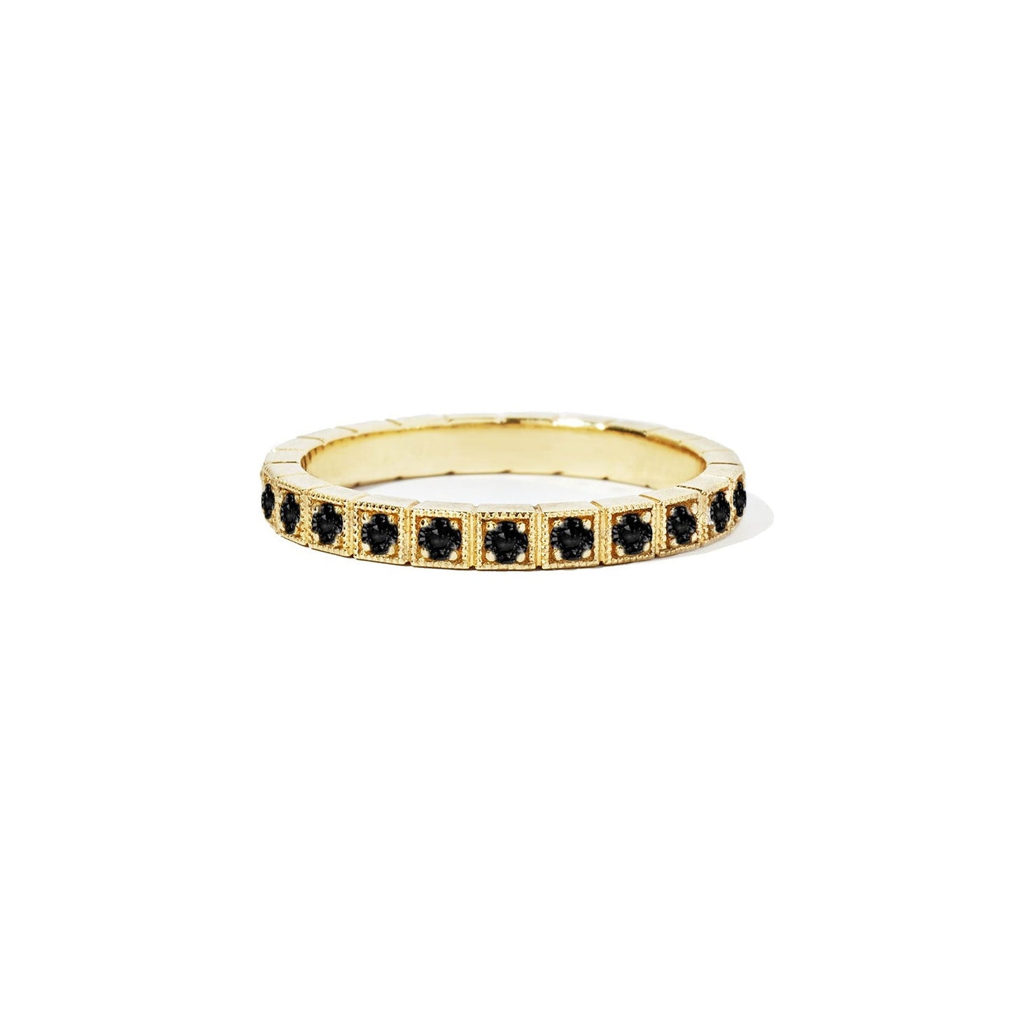 2mm Notched Deco Black Diamond Eternity Ring