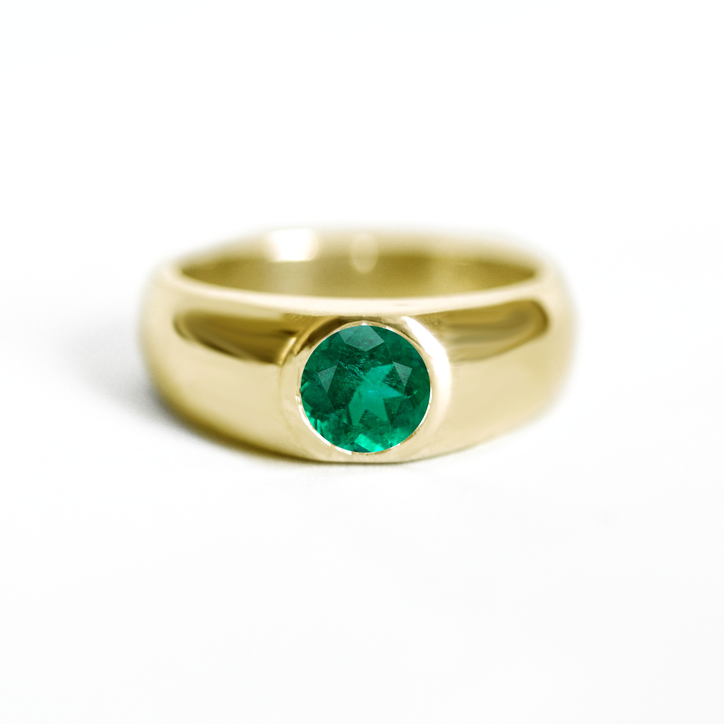 Round Emerald Signet Ring