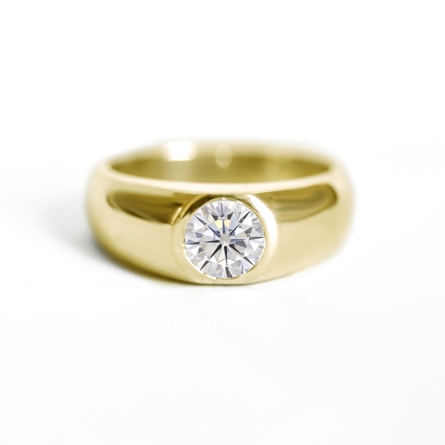 Round Moissanite Signet Ring