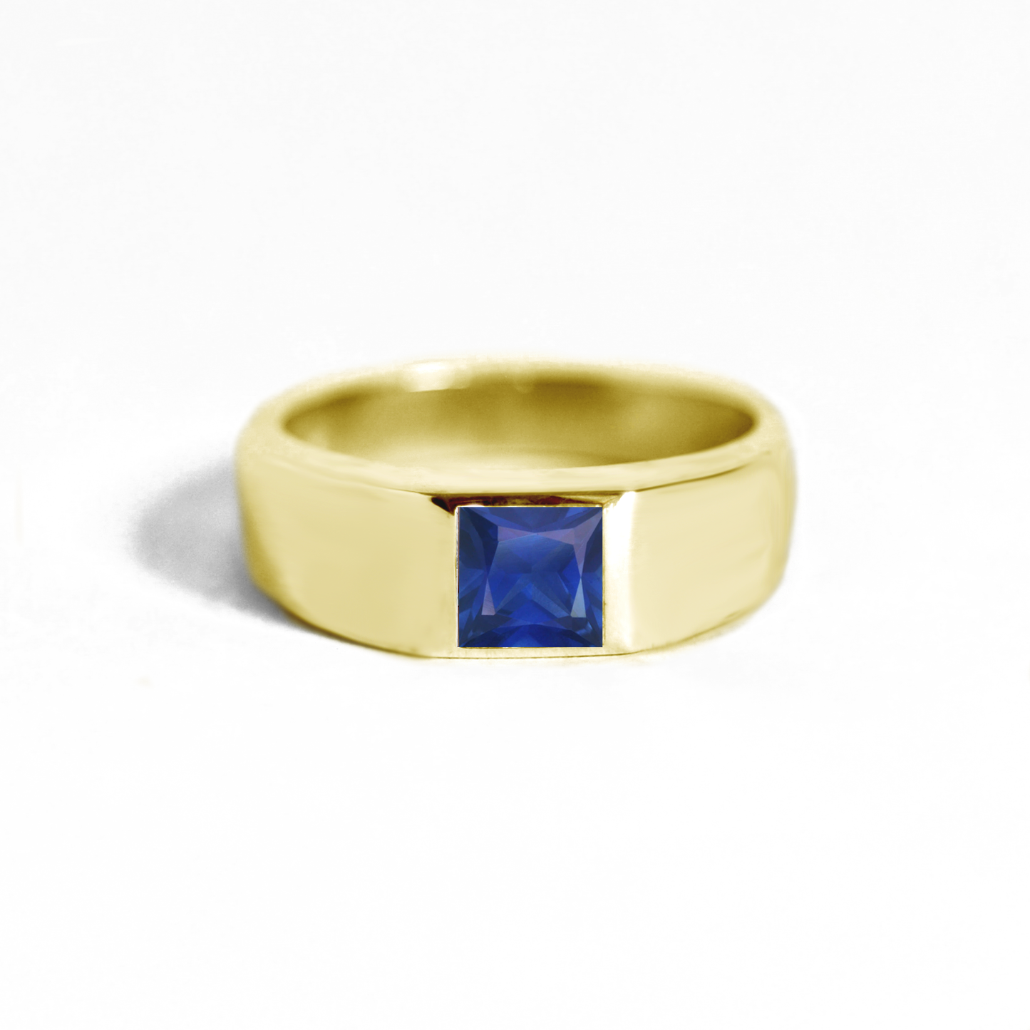 Princess Cut Sapphire Signet Ring