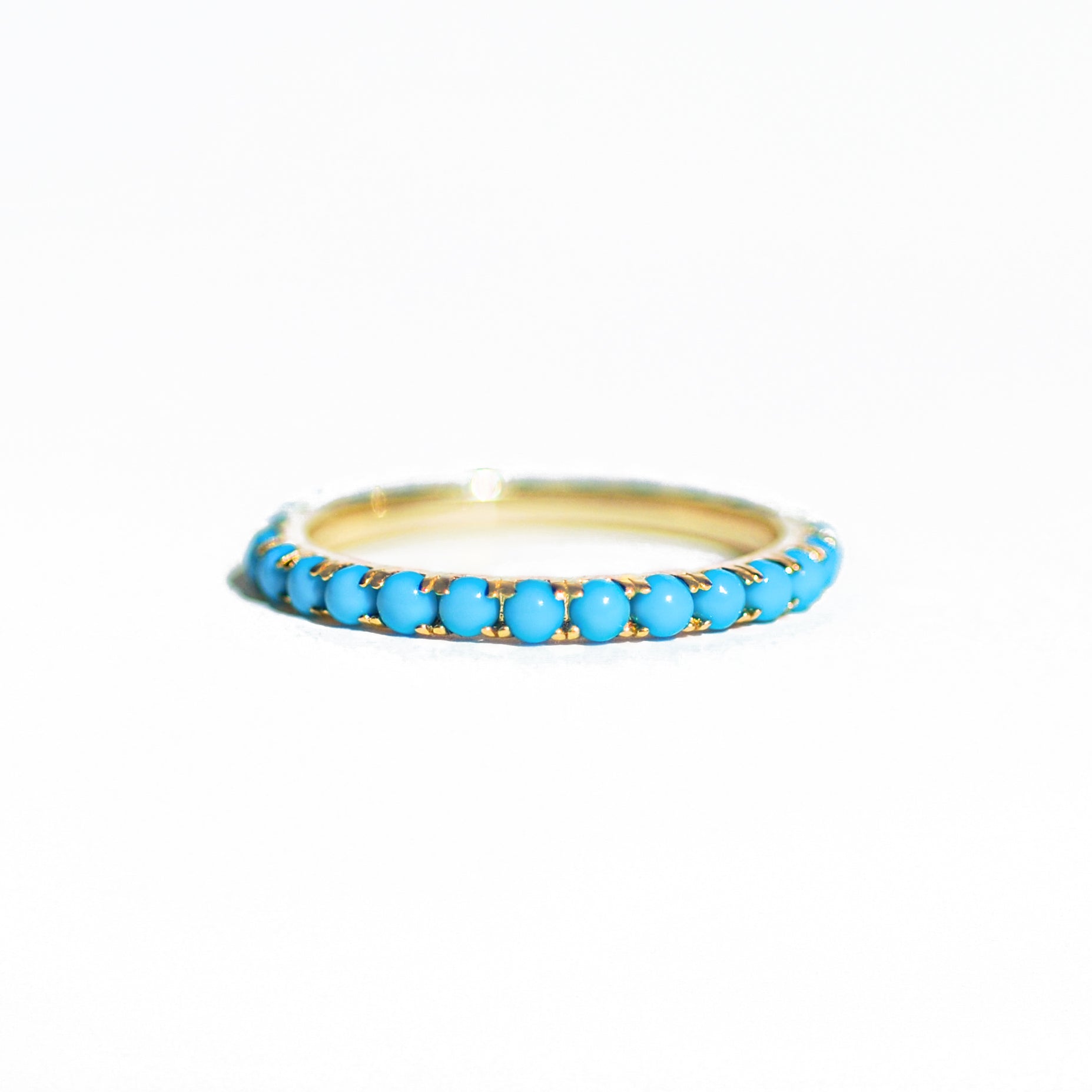 Gold Turquoise Eternity Band Ring