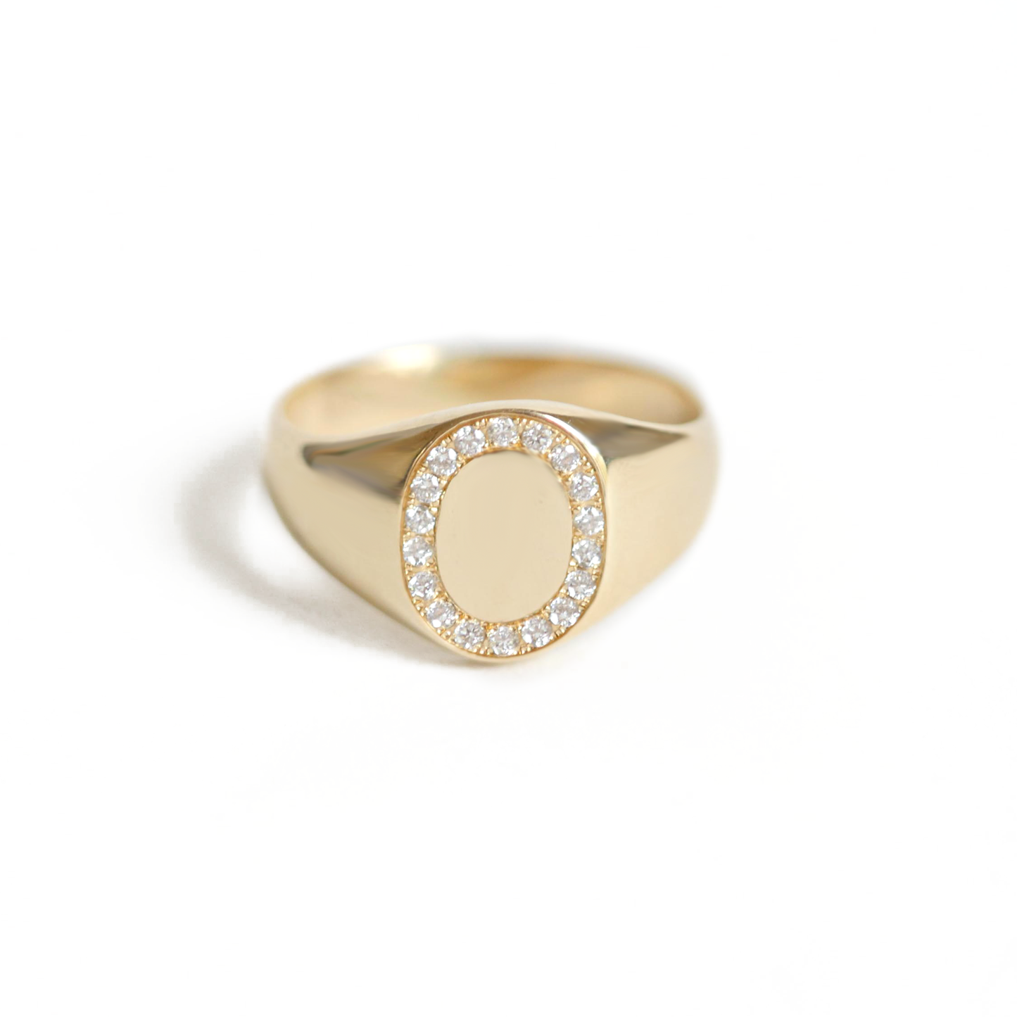 Gold Pavé Diamond Signet Ring