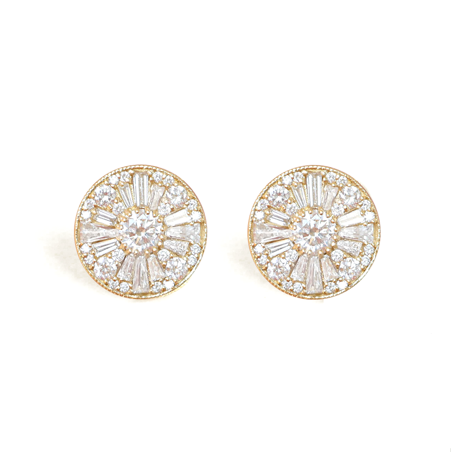 Round Shape Brilliant Cut Diamond Mosaic Stud Earrings