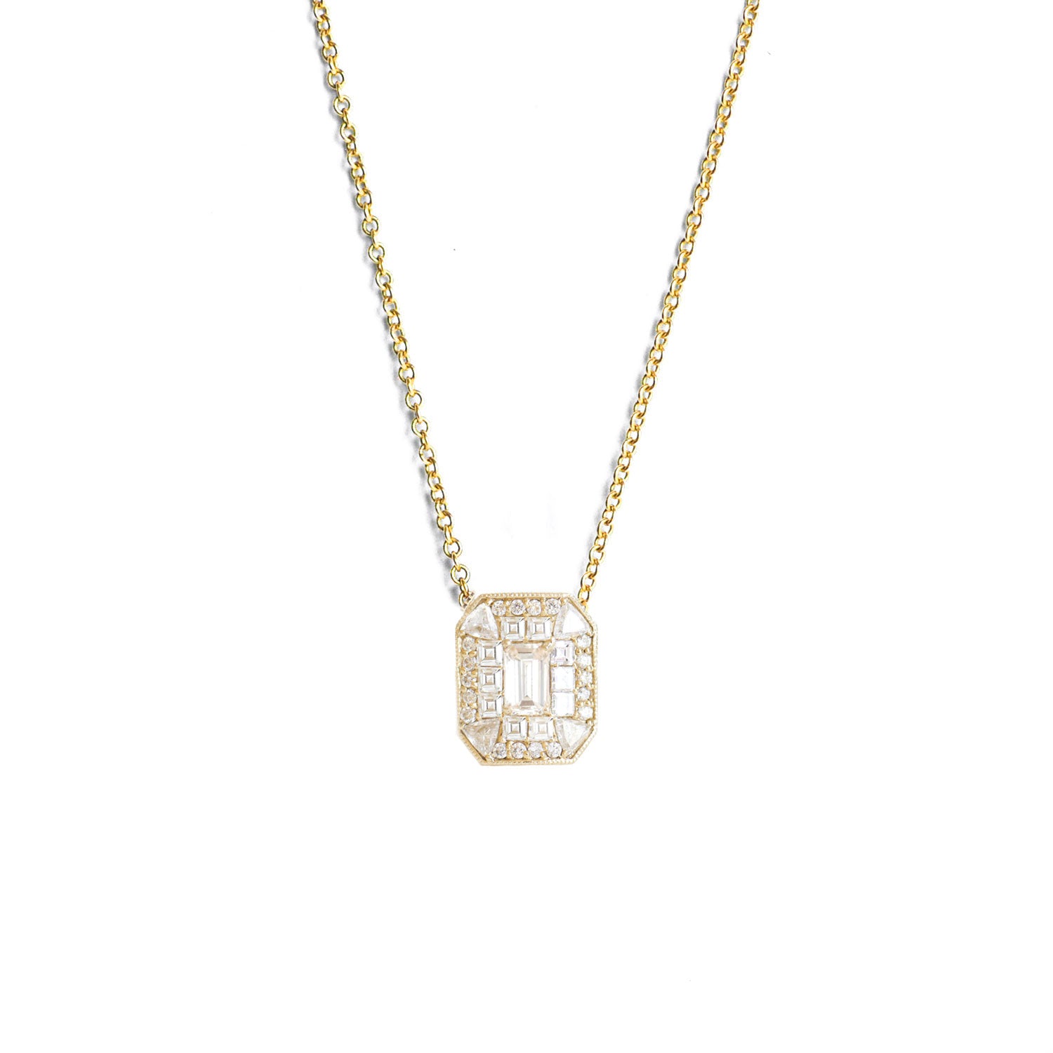 Emerald Cut Diamond Mosaic Pendant