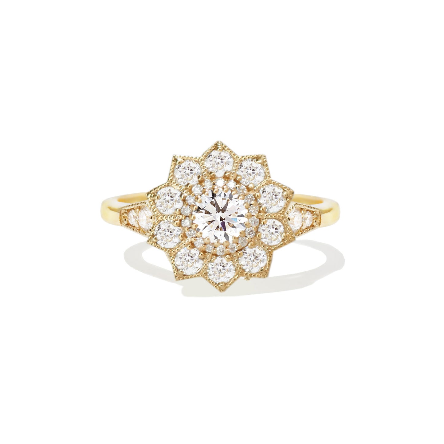 Round Diamond Mosaic Sunflower Ring