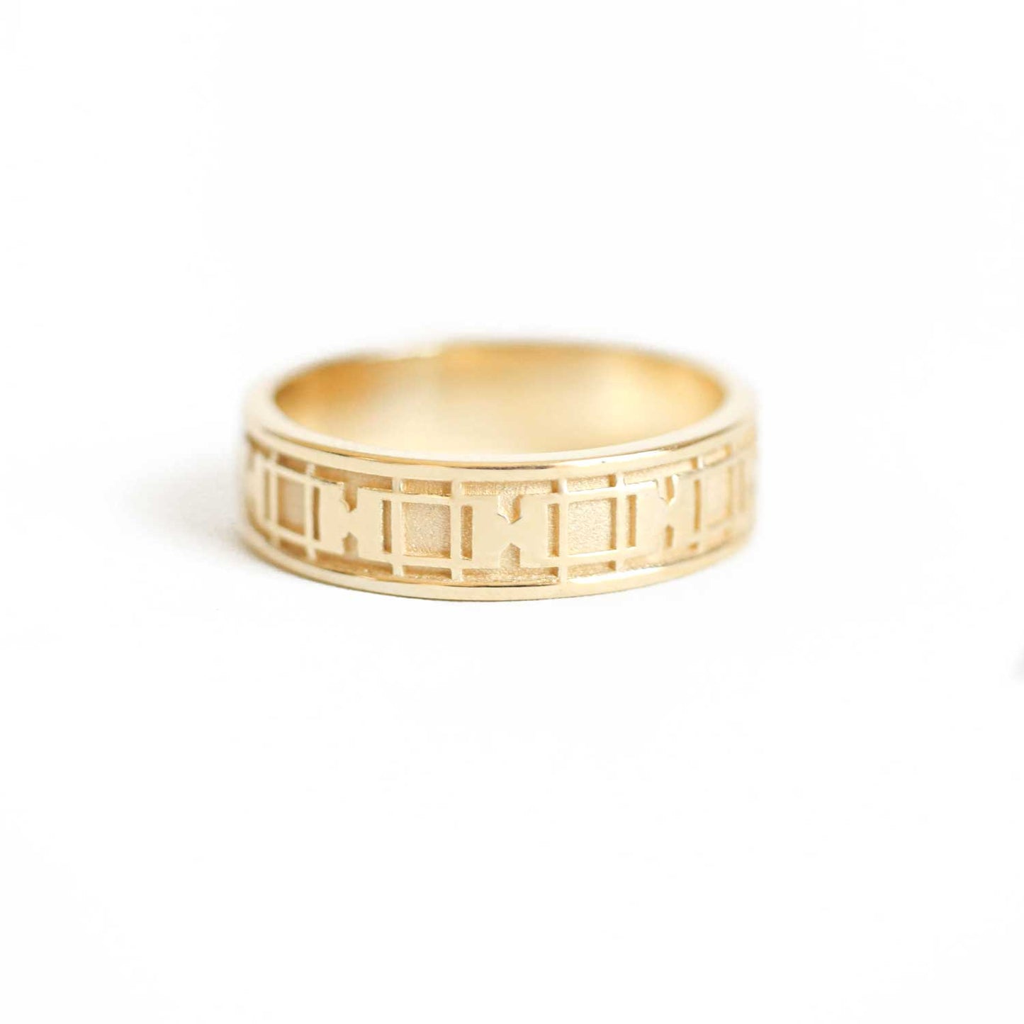 Deco Window Pattern Band Ring