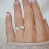 2mm Pearl & Diamond Shared Prong Stacking Ring Set